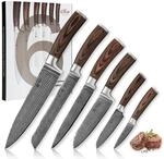 Wakoli EDIB 6er Damastmesser Set I Scharfes K&uuml;chenmesser Set aus 67 Lagen