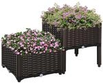 Outsunny Hochbeet, Pflanzkasten mit Abflussl&ouml;chern, Blumenkasten im Rattan-Look,