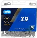 Fahrrad Kette, KMC Fahrradkette, X9 Grey, 1/2" x 11/128", 114 Glieder, 9-fach,