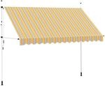 vidaXL Einziehbare Markise Handbetrieben 350 cm Gelb/Blau Gestreift