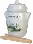 Nik.Schmitt & Sohn 700-20 Gurkentopf 5L Creme Keramik, mit Holzzange (1 St&uuml;ck)
