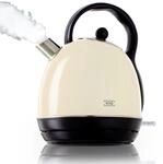 KHG Kessel-Wasserkocher WK-1711 Retro in creme aus Edelstahl, 1,7 Liter, abwaschbarer