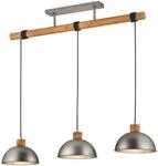 Trio Leuchten Pendelleuchte Delhi 303400367, Metall Nickel matt antik, Balken Holz,
