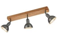 Trio Leuchten Deckenleuchte Delhi 803400367, Metall Nickel matt antik, Base Holz,