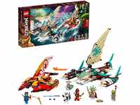 LEGO 71748 NINJAGO Duell der Katamarane Bauset mit 4 Spielzeugbooten und Kai,...
