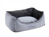 HUNTER Astana Hundesofa | Karo-Design, Wendekissen mit Pl&uuml;sch, hoher Rand,