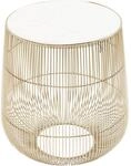 Kare Design Beistelltisch Beam, Wei&szlig;/Gold, rund, 27cm Durchmesser, Marmor