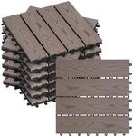 WOLTU WPC Terrassenfliesen Holzoptik Terrassendielen Fliese in Bodenbelag mit
