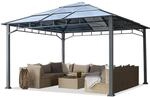 TOOLPORT Gartenpavillon 4x4 m Aluminium Gest&auml;nge Polycarbonat Dach ca. 8mm Pavillon