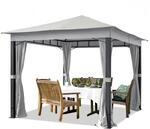 TOOLPORT Gartenpavillon 3x3 m ALU Premium ca. 220g/m&sup2; Dachplane wasserdicht...