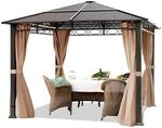TOOLPORT Gartenpavillon 3x3 m wasserdicht ALU Deluxe Pavillon mit 4 Seitenteilen