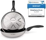 KLAMER Bratpfanne 24cm Induktion &ndash; Profi Edelstahlpfanne mit Greblon&reg; C3+