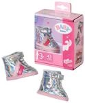 BABY born Sneakers silber, Puppenschuhe in Silber-Metallic mit pinken Streifen f&uuml;r