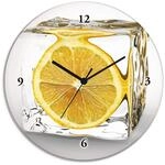 ARTLAND Wanddeko Wanduhr ohne Tickger&auml;usche Glas Funkuhr &Oslash; 30 cm Rund Lautlos Obst