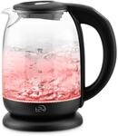 T24 Wasserkocher Glas 1,7 L mit Temperatureinstellung 60-100 &deg;C, 2.200W Schwarz mit