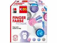 Marabu 0303000000084 - Kids Fingerfarbe Set mit 4 Metallic Farben á 100 ml, vegan,