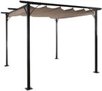 Pergola HWC-C42, Garten Pavillon, stabiles 6cm-Gestell + Schiebedach - 3,5x3,5m