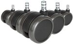 hjh OFFICE 619025 5X Hartbodenrollen 11mm / 65mm ROLO No-Noise Stuhlrollen f&uuml;r Harte