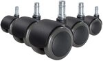 hjh OFFICE 619023 5X Hartbodenrollen 10mm / 50mm ROLO FIX Zinkgusdruck...