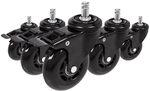 hjh OFFICE 729400 B&uuml;rostuhlrollen ROLO SKATE Schwarz 5 x Hartbodenrollen 11 mm x 75
