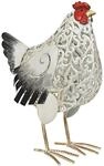 Dehner Dekofigur Huhn Gundel, ca. 38 x 27 x 16.5 cm, Metall, wei&szlig;/schwarz/rot