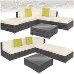tectake&reg; Aluminium Poly Rattan Lounge, modulares Gartenm&ouml;bel Set, gro&szlig;er Outdoor