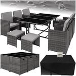 tectake&reg; Outdoor Balkon Gartenm&ouml;bel Set, Lounge mit 6 St&uuml;hlen, 4 Hocker und 1