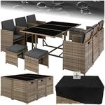 tectake&reg; Outdoor Balkon Gartenm&ouml;bel Set, Lounge mit 6 St&uuml;hlen, 4 Hocker und 1