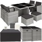 tectake&reg; Rattan Lounge M&ouml;bel Set mit Aluminium Gestell, 4 St&uuml;hle, 4 Hocker,...
