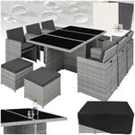 tectake&reg; Polyrattan Gartenm&ouml;bel Set, Sitzgruppe mit 6 St&uuml;hle + 1 Glasplatte...