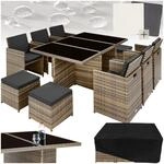 tectake&reg; Polyrattan Gartenm&ouml;bel Set, Sitzgruppe mit 6 St&uuml;hle + 1 Glasplatte...