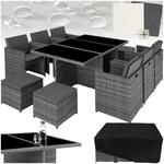 tectake&reg; Polyrattan Gartenm&ouml;bel Set, Sitzgruppe mit 6 St&uuml;hle + 1 Glasplatte...