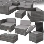 tectake Polyrattan Sitzgruppe mit Aufbewahrungsbox f&uuml;r Polster, Tisch mit