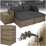tectake&reg; Luxus Rattan Lounge Set Outdoor, modulares Sofa mit Couch Tisch und...