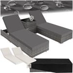 tectake&reg; 2er Garten Lounge Sonnenliegen Set mit Tisch, Aluminium Gartenliege,