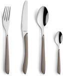 Kuppels PRISMA Besteck Set 6 Personen 24-teilig Kakao, 18/0 Edelstahl Wellenschliff
