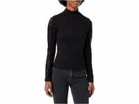 Urban Classics Damen Longsleeve Ladies Lace Striped Sweater T-Shirt, Black (Black