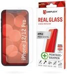 Displex Schutzglas 2D/ Clear (10H) f&uuml;r Apple iPhone 12/12 Pro, Eco-Montagerahmen,