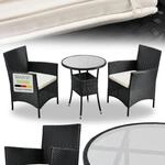 Juskys Polyrattan Balkonset Bayamo 3-teilig - Balkonm&ouml;bel wetterfest mit...