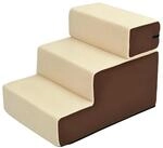 PawHut Hundetreppe Katzentreppe Haustiertreppe 3 Stufen Haustier Pl&uuml;sch Beige...