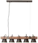 Brilliant Lampe Plow Pendelleuchte 5flg schwarz stahl/holz | 5x A60, E27, 10W,...