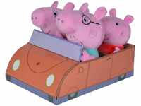 Simba 109261006 - Peppa Pig 4-tlg. Familienset im Auto, Schorsch 16cm, Peppa 17,5cm,