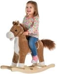 HOMCOM Kinder Schaukelpferd mit Tierger&auml;usche Braun 65 x 32,5 x 61 cm | Baby