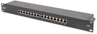 DIGITUS Patchpanel 1HE 16-Port Cat6 geschirmt schwarz Patch-Panel Schwarz