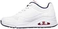Skechers Damen UNO Stand ON AIR Sneakers, WNVR White Durabuck / navy & red trimm, 41