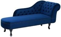 Beliani Chaiselongue Samtstoff blau rechtsseitig mit Knopfbezug Nieten...