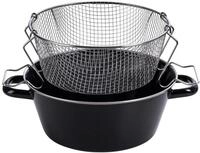 Riess, 0366-022, Pommes-frites Pfanne mit Einsatz 20, CLASSIC - SCHWARZEMAILLE,
