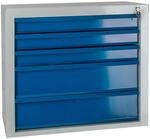 ADB Schubladenschrank, Werkzeug-Schrank, mit 5 Schubladen, RAL 7035/5012, aus Metall,