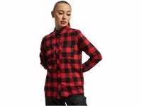 Urban Classics Damen Ladies Turnup Checked Flanell Shirt Hemd, blk/red, M