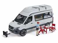 bruder 02672 - Mercedes-Benz Sprinter Camper mit Fahrer, Camping-Set, Geschirr -
